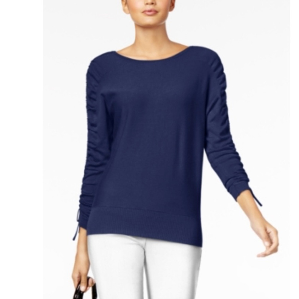 ALFANI Ruched Long Sleeve Sweater
